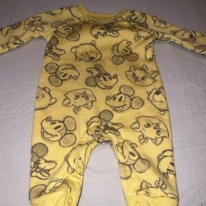 Disney 100 Years Unisex Infant 1pc Sleeper Snap Mickey Pooh Yellow Size 3/6M